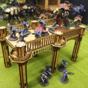 28mm wargaming city ruined double span bridge