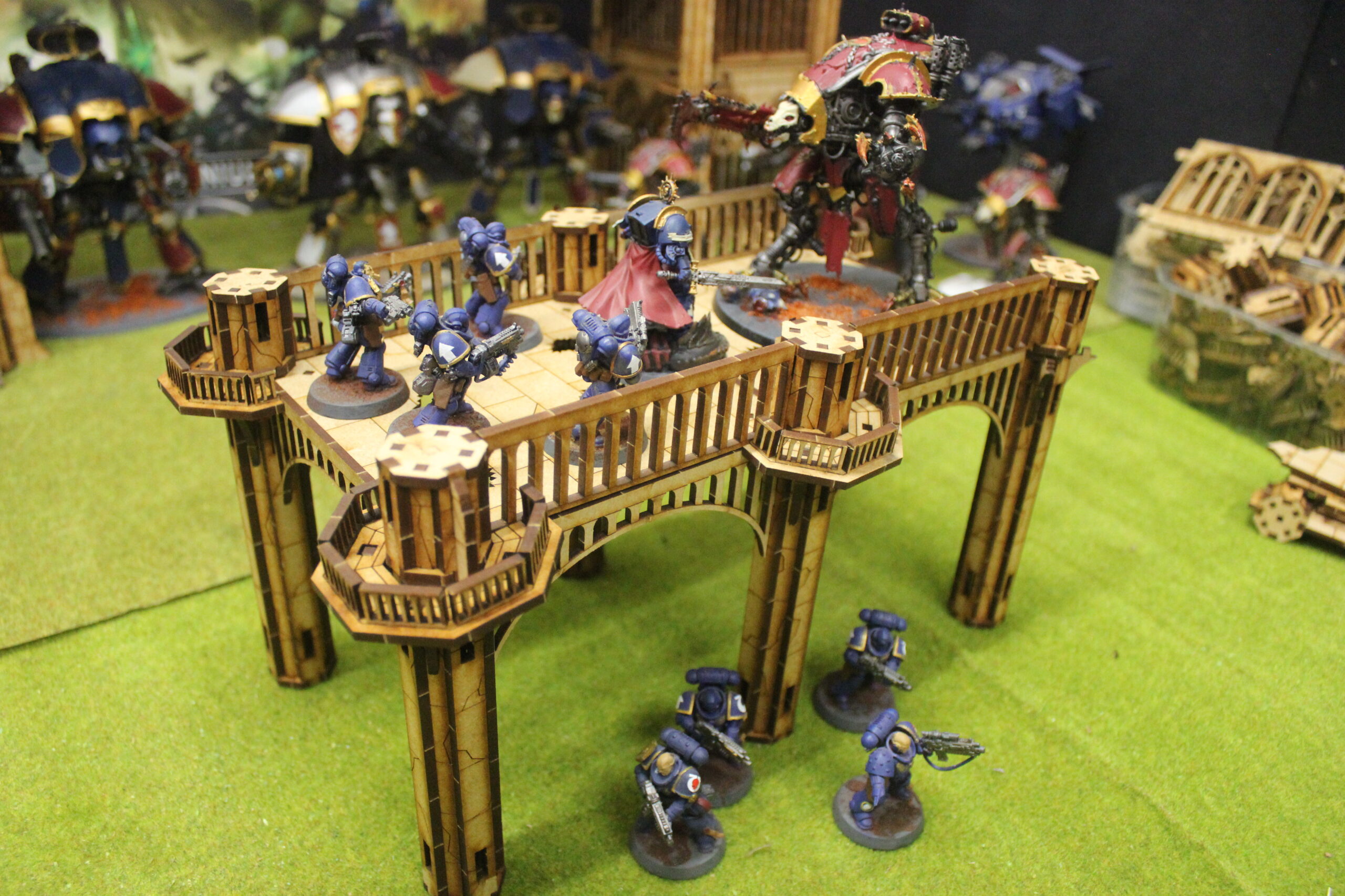 28mm wargaming city ruined double span bridge