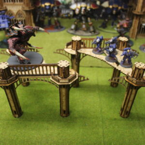 28mm wargaming city ruined broken double span bridge