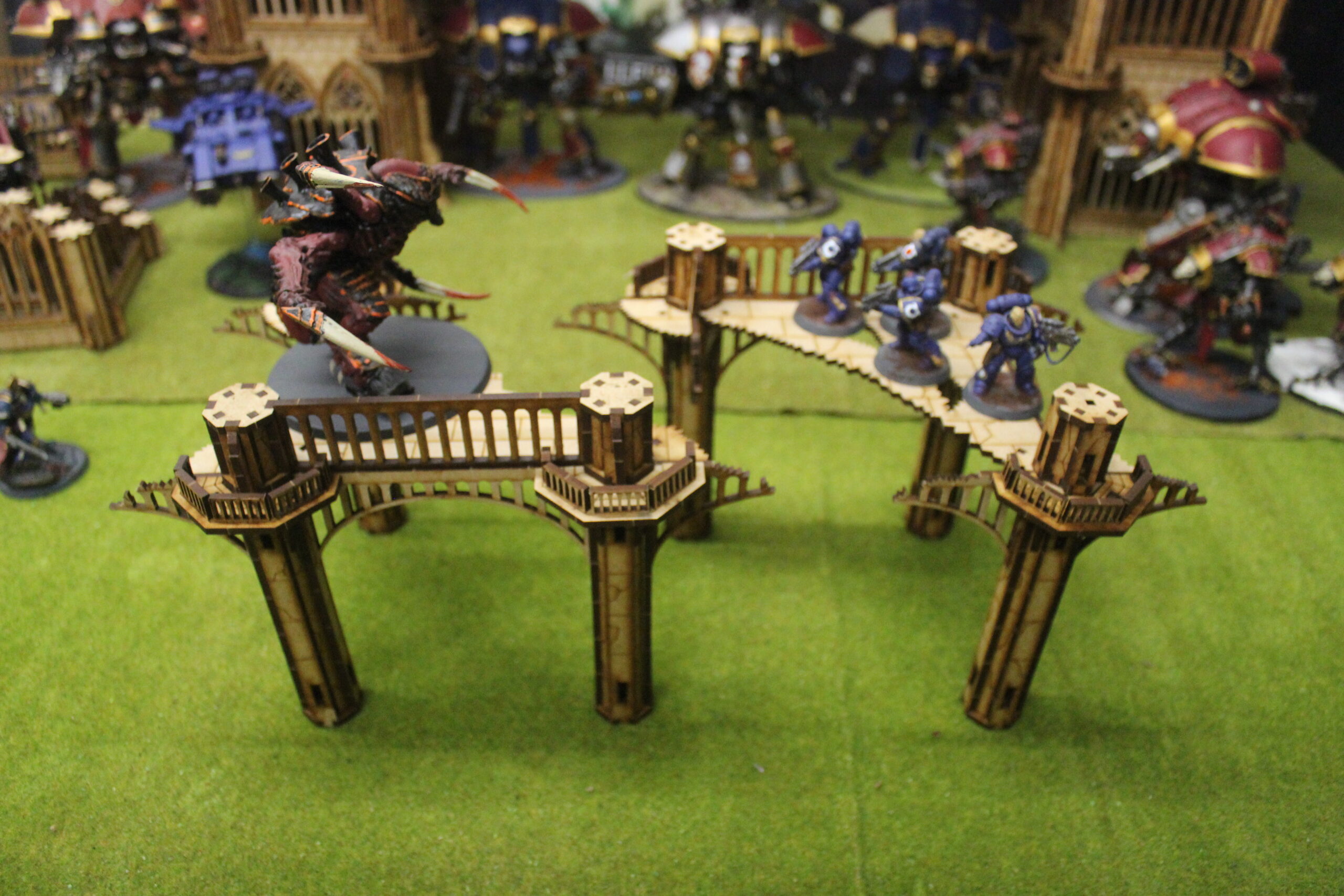 28mm wargaming city ruined broken double span bridge
