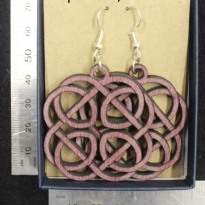 Laser cut wood, Purpleheart earring, dangle earring