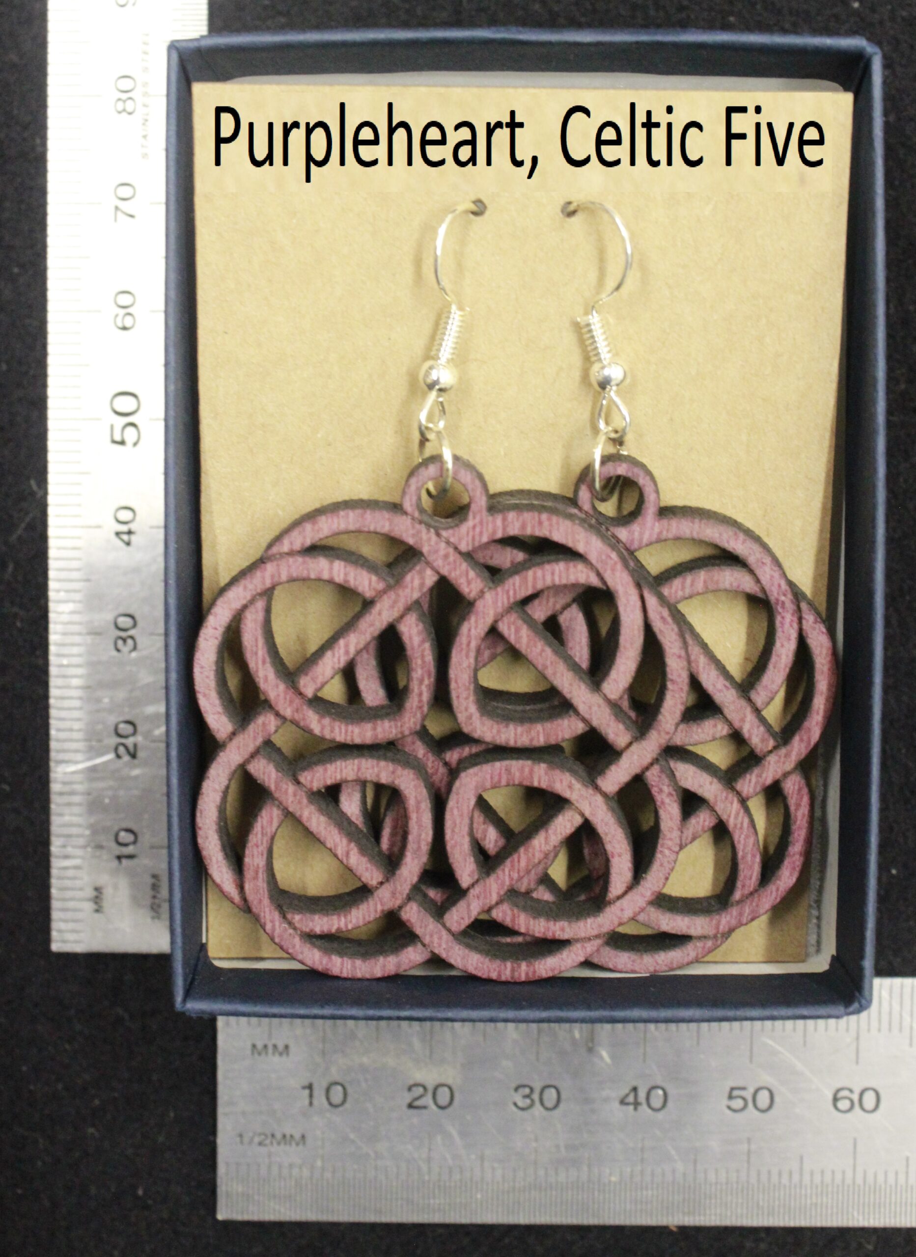 Laser cut wood, Purpleheart earring, dangle earring