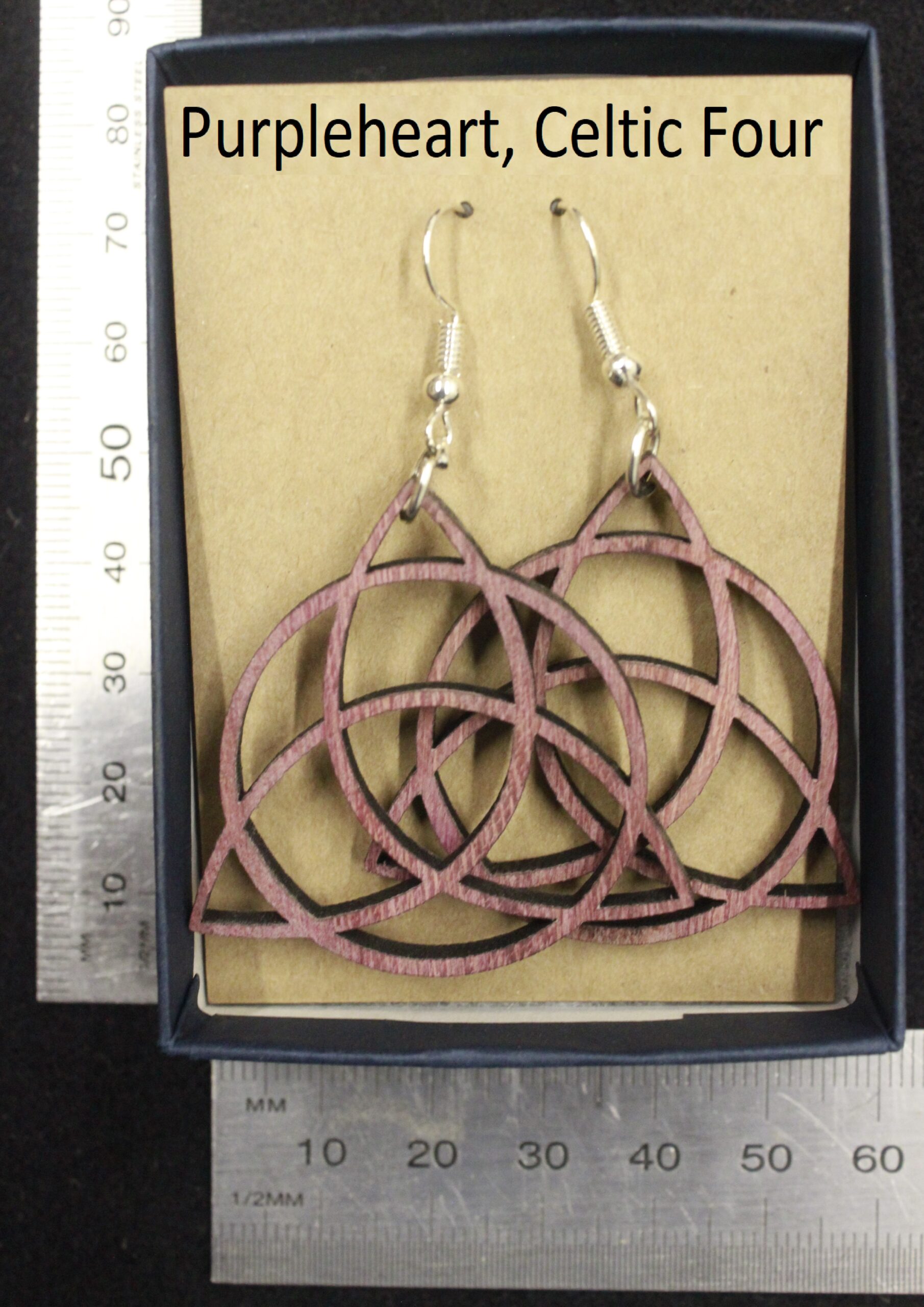 Laser cut wood, Purpleheart earring, dangle earring - Image 3