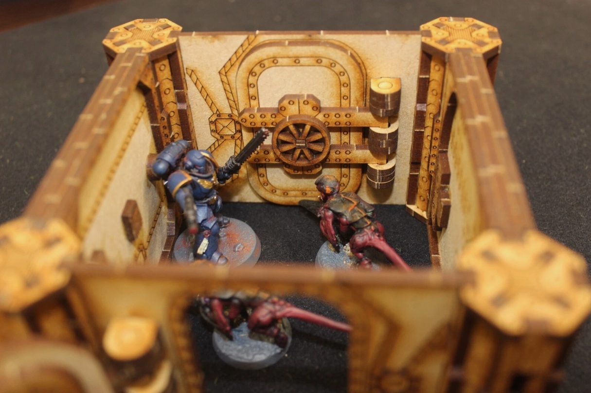 laser cut model kit 28mm wargaming space ship airlock hatch and wall set