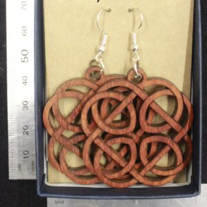 Laser cut wood, Padauk earring, dangle earring