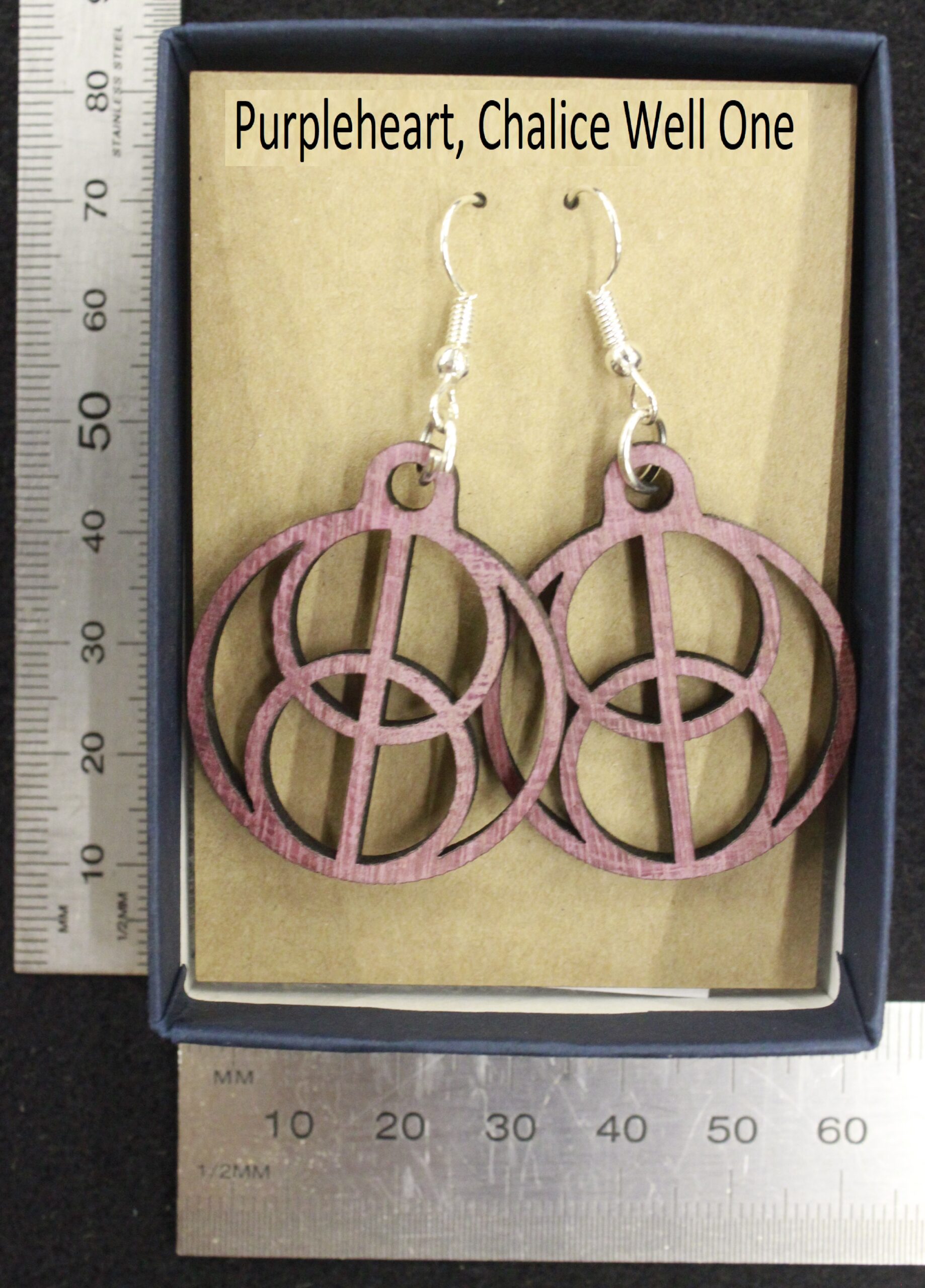Laser cut wood, Purpleheart earring, dangle earring - Image 6
