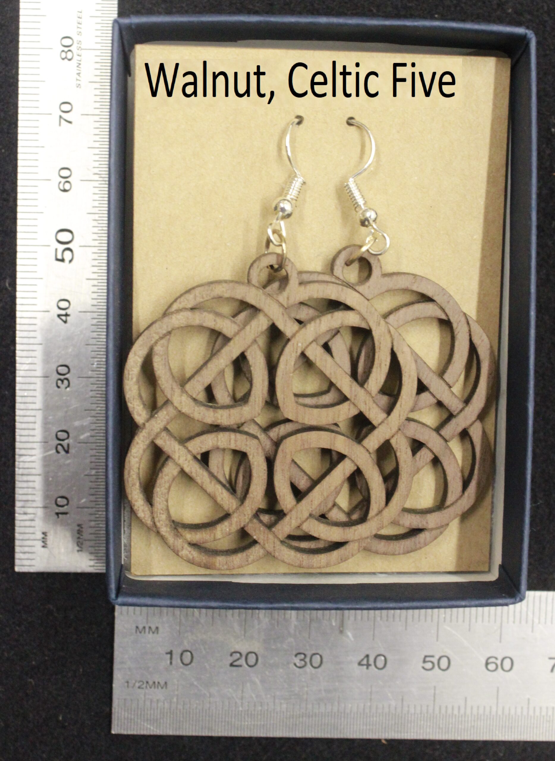 Laser cut wood, Walnut earring, dangle earring