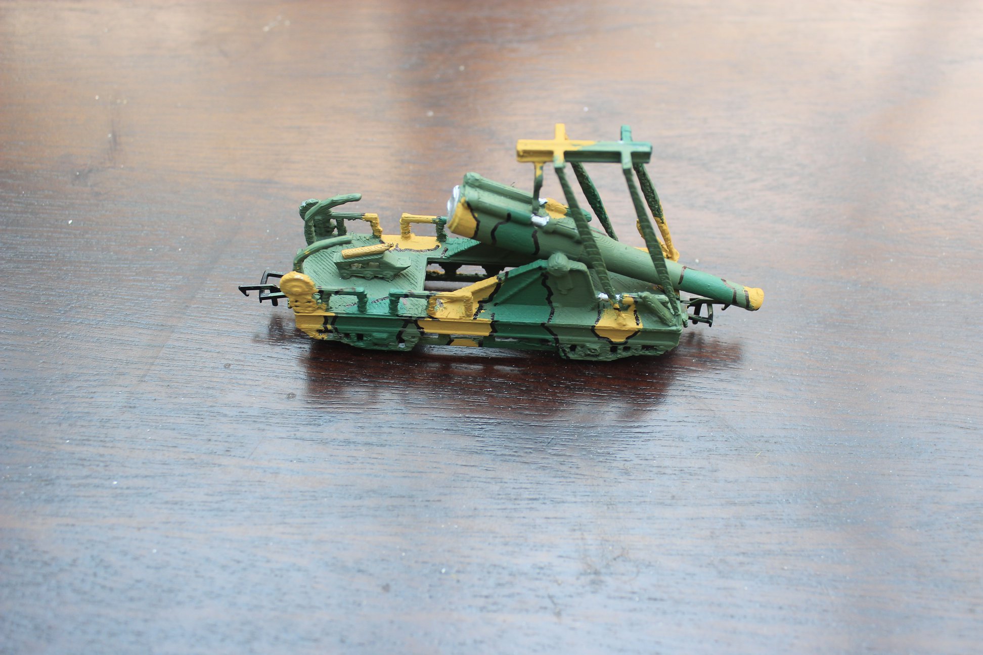 3d printed Canon de 240 TR Mle 1903 sur affût-truck Mle 1914 1/76 oo